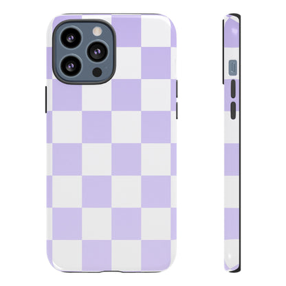 Lavender Checkerboard Phone Case | Pastel Aesthetic Checkered iPhone & Samsung Tough Case