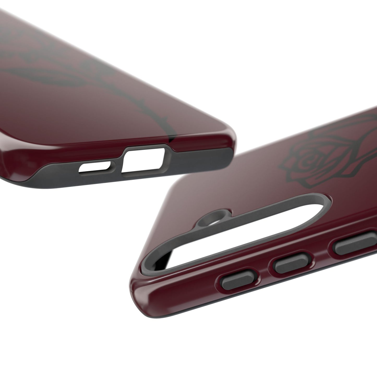 Black Rose Burgundy iPhone Case | Dark Aesthetic Shockproof Protective Cover