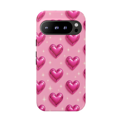 Pink Heart Pattern Phone Case | Tough Protective Case for Iphone, Samsung Galaxy and Pixel