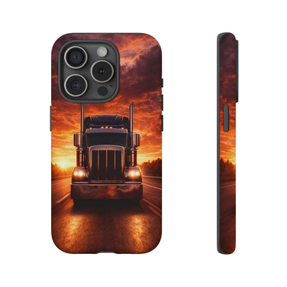Big Rig Truck Phone Case Sunset Highway Semi Truck iPhone Samsung Cover