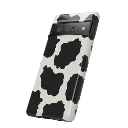 Black & White Cow Print Phone Case | Western Aesthetic iPhone & Samsung Tough Case