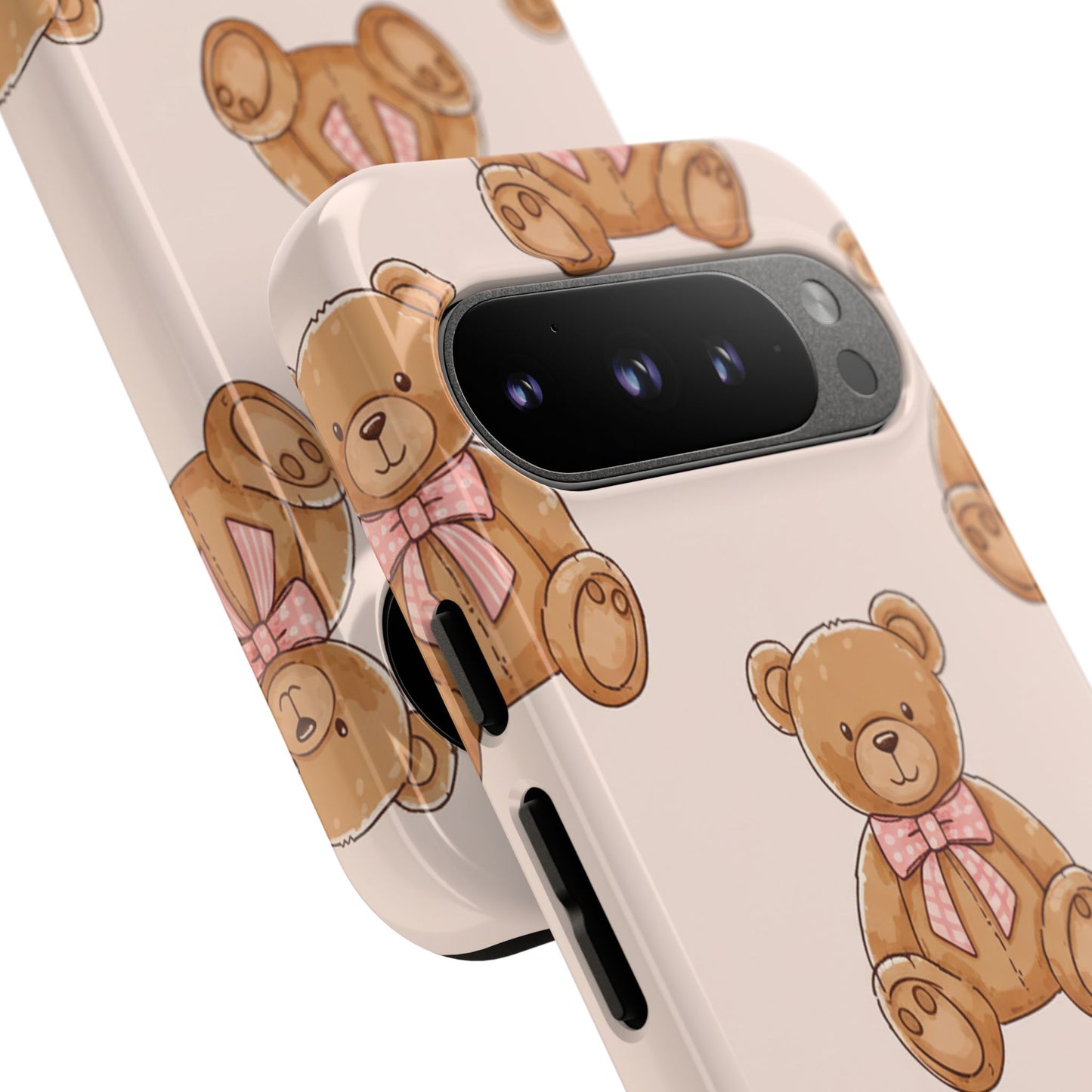 Teddy Bear Phone Case | Cute Coquette Aesthetic Pink Bear Pattern Case | Kawaii Soft Girl iPhone & Samsung Tough Protective Case