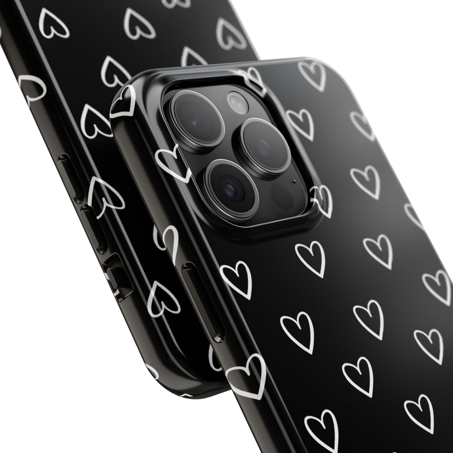 Doodle Heart Phone Case – Minimal Black & White Heart Pattern | Tough Protective Case