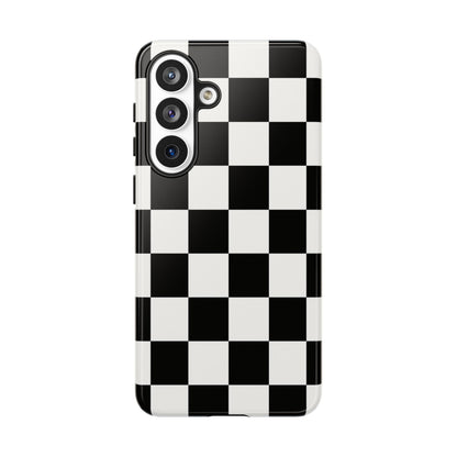 Black & White Checkerboard Phone Case – Classic Aesthetic Tough Protective Case for Iphone, Samsung Galaxy and Pixel