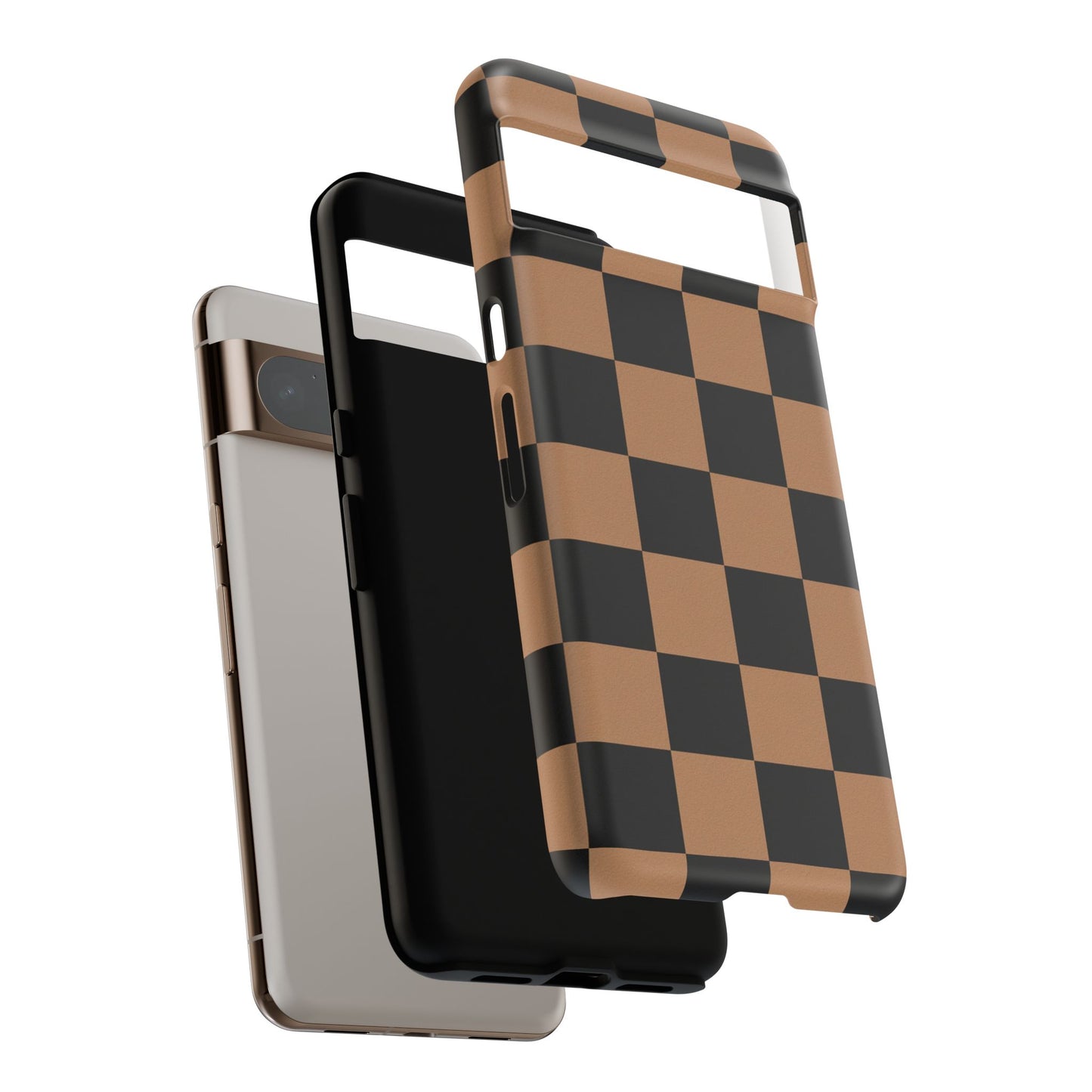 Brown Checkered Phone Case | Aesthetic Checkerboard iPhone & Samsung Tough Case