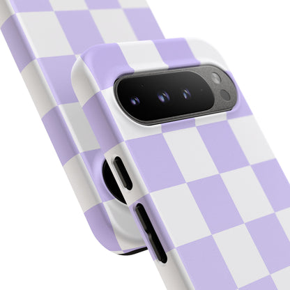 Lavender Checkerboard Phone Case | Pastel Aesthetic Checkered iPhone & Samsung Tough Case