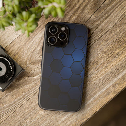 Blue Hexagon Gradient Phone Case | Honeycomb Geometric Tech Aesthetic | Minimalist Tough Case for iPhone & Samsung
