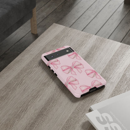 Pink Bow Pattern Phone Case | Coquette Aesthetic Tough Protective Case