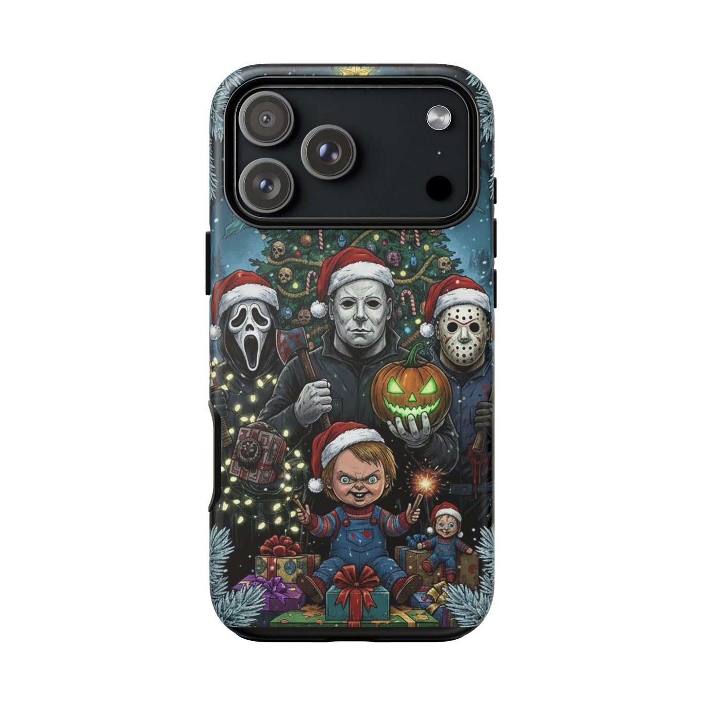 Christmas Horror Phone Case – Festive Slasher Collage Tough Case (iPhone, Samsung, Pixel)