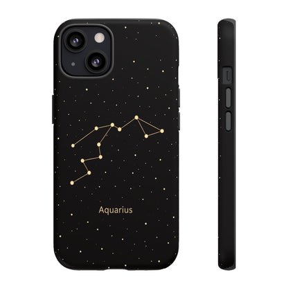 Aquarius Zodiac Constellation Phone Case – Luxe Gold Celestial Cover