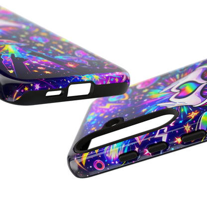 Rainbow Heart Hands Phone Case – Neon Galaxy EDM Festival Tough Cover