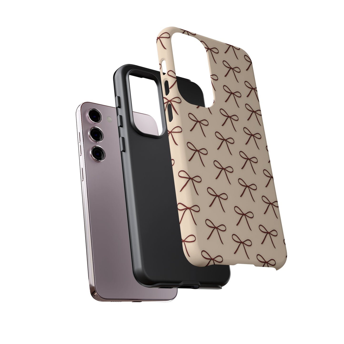 Coquette Bow Phone Case | Neutral Beige Aesthetic iPhone & Samsung Tough Case