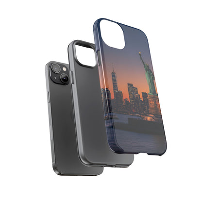 Statue of Liberty Sunset Phone Case – New York City Skyline Travel Aesthetic Tough Case