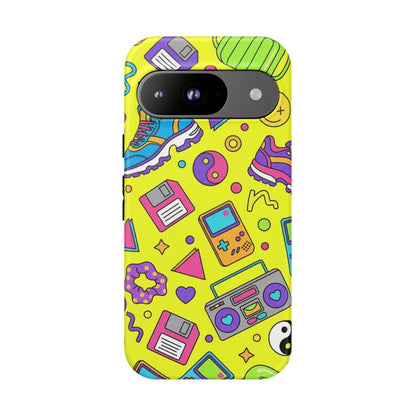 90s Retro Neon Phone Case – Y2K Nostalgia Colorful Icons Tough Protective Case