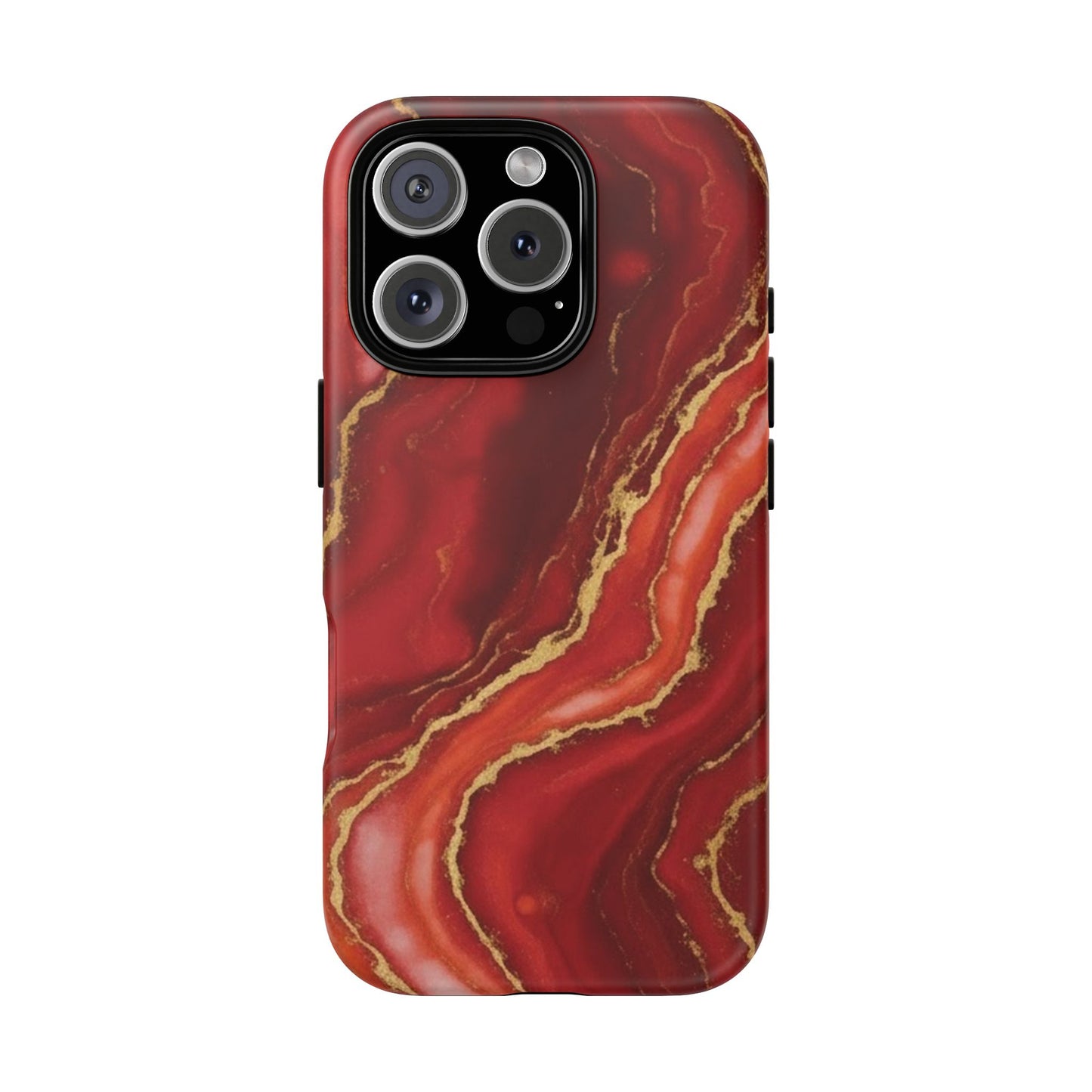 Red Agate Marble Phone Case – Gold Vein Luxury Stone Tough Case (iPhone, Samsung, Pixel)