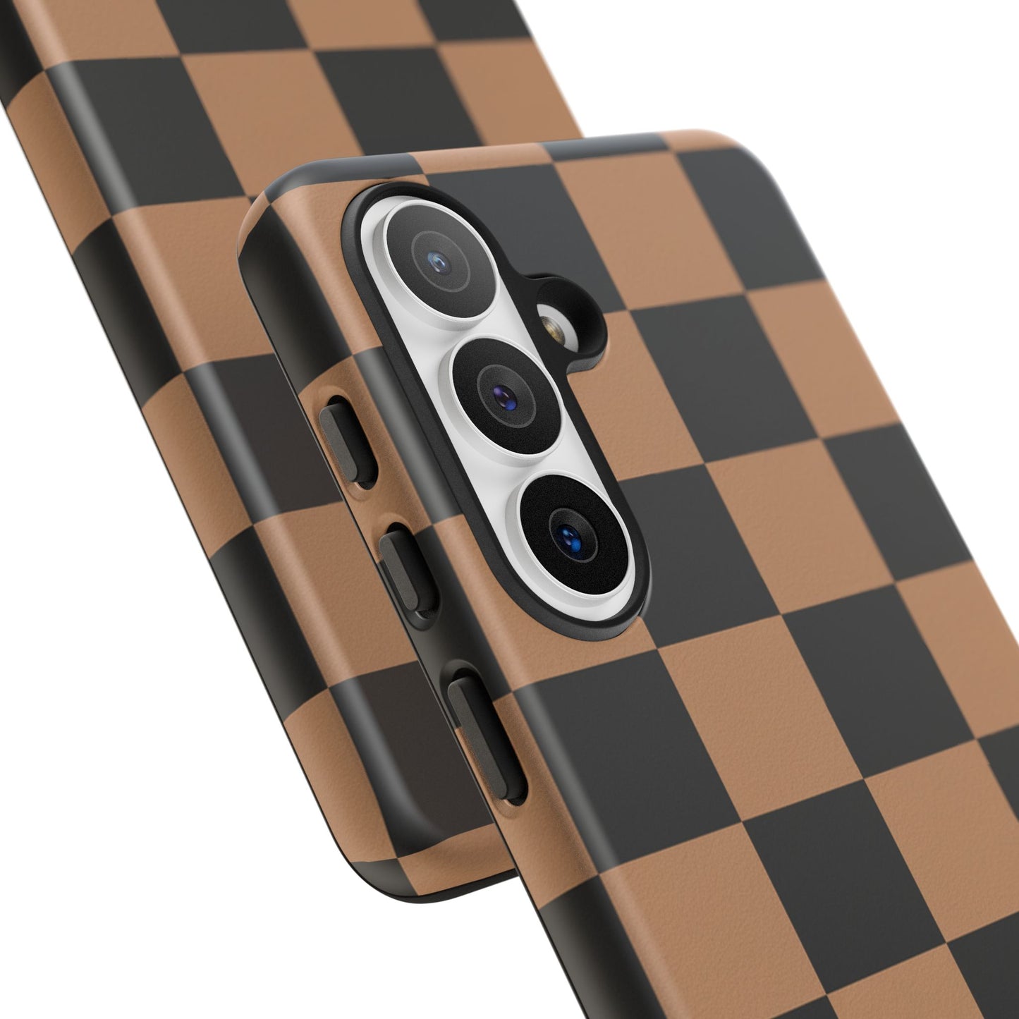 Brown Checkered Phone Case | Aesthetic Checkerboard iPhone & Samsung Tough Case