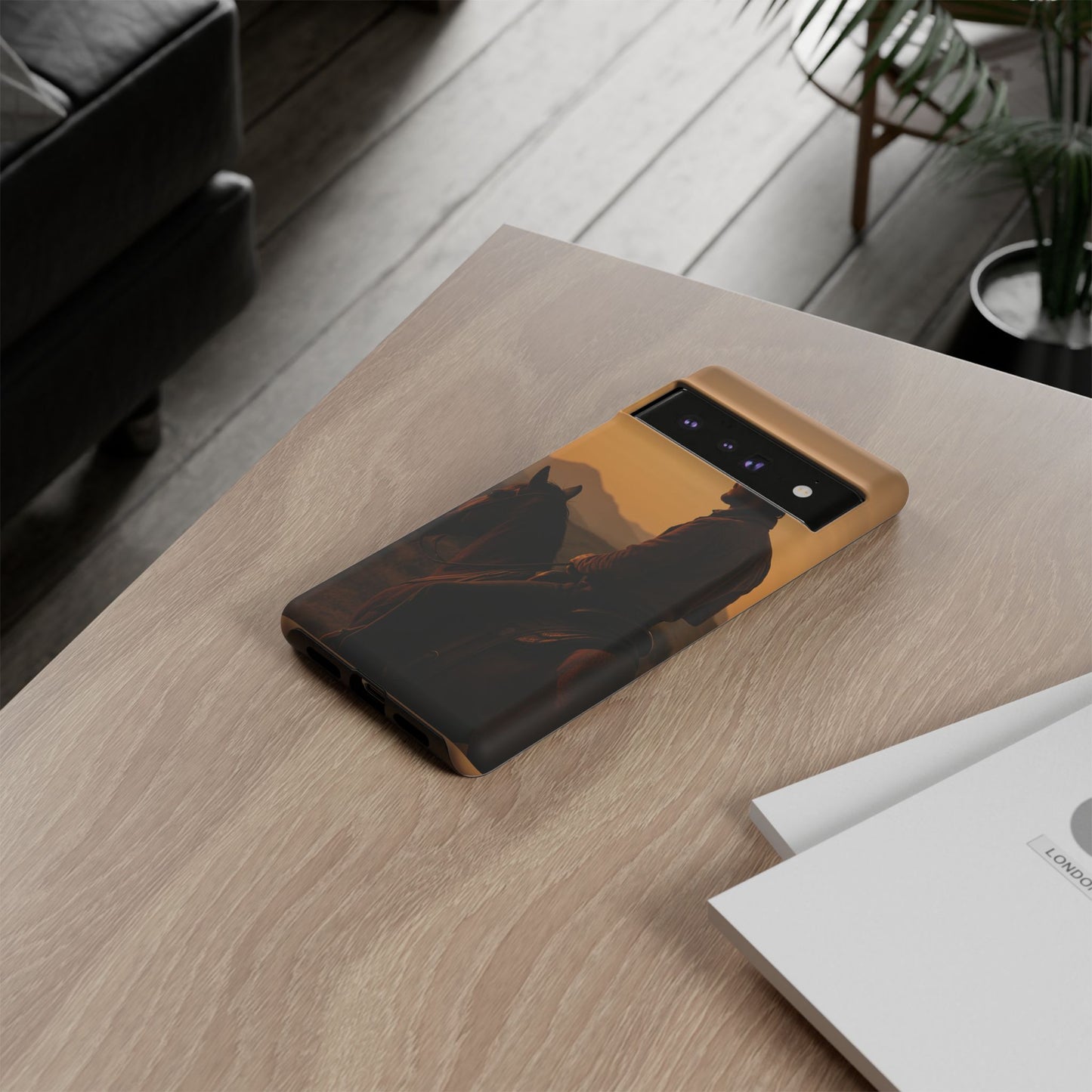 Western Cowboy Sunset Phone Case | Horse Rider Desert Aesthetic Tough Protective Case