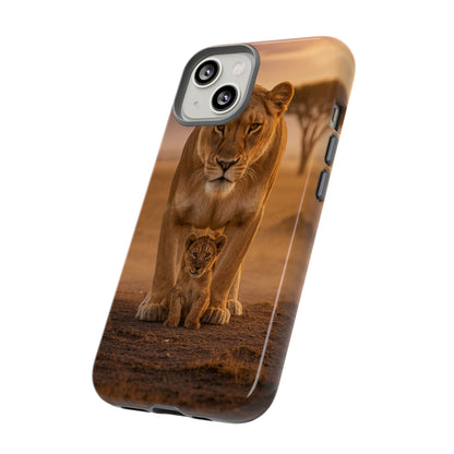 Lioness & Cub Phone Case | Safari Wildlife Tough Case for iPhone & Samsung