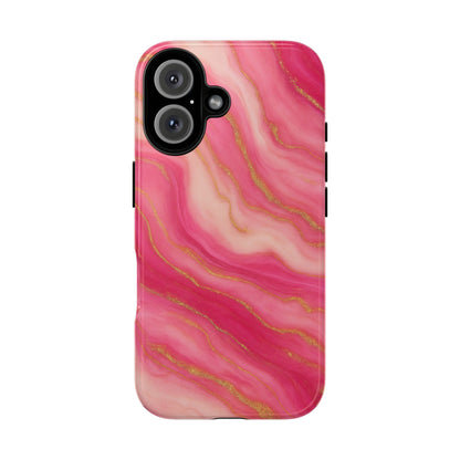 Pink Marble Phone Case | Rose Gold Swirl Aesthetic Tough Protective Case