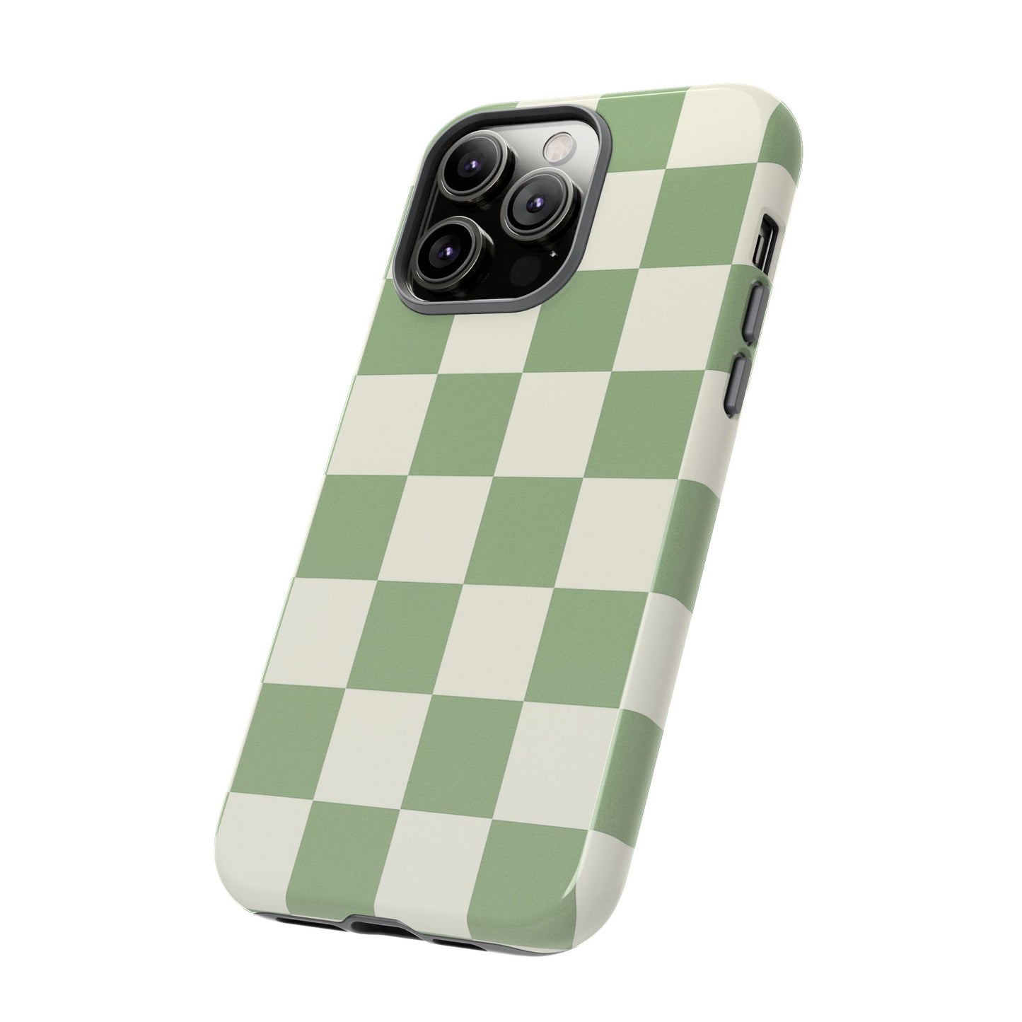Sage Green Checkerboard Phone Case | Minimal Aesthetic Checkered iPhone & Samsung Tough Case