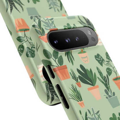 Plant Lover Phone Case | Cute Potted Plants Pattern | Botanical Aesthetic Tough Case