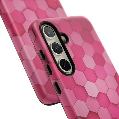 Hot Pink Hexagon Phone Case | Honeycomb Geometric Aesthetic | Cute Pink iPhone & Samsung Tough Protective Case