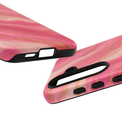 Pink Marble Phone Case | Rose Gold Swirl Aesthetic Tough Protective Case