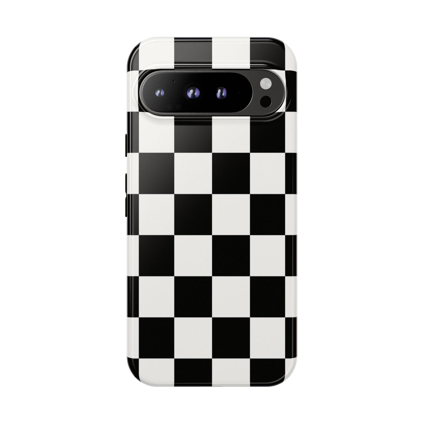 Black & White Checkerboard Phone Case – Classic Aesthetic Tough Protective Case