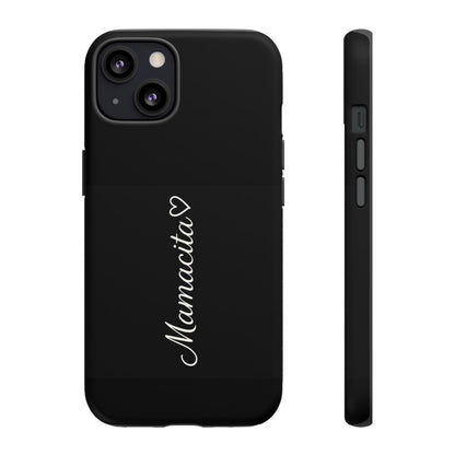 Mamacita Script Phone Case | Minimal Black Tough Case | Sleek Aesthetic Cover