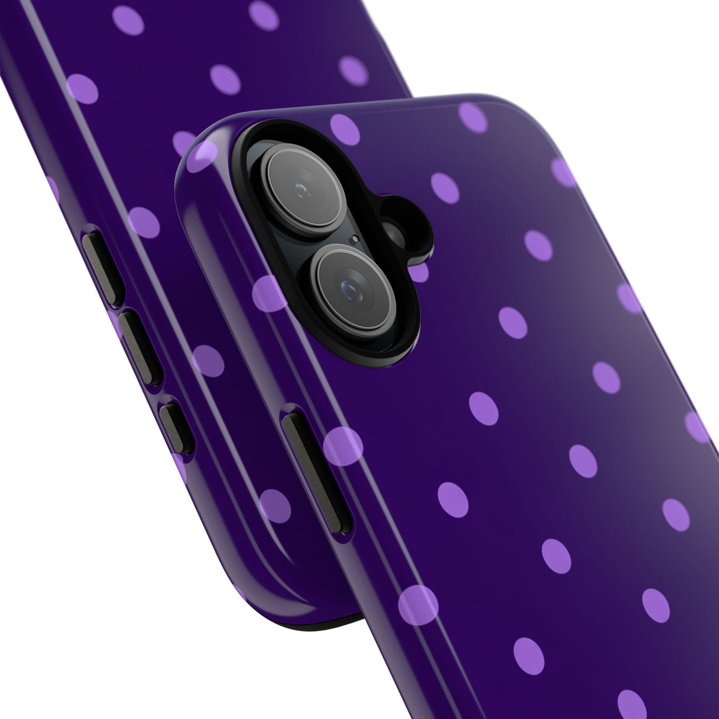 Purple Polka Dot Tough Phone Case – Cute Stylish Durable Protective Cover for Iphone, Samsung Galaxy and Pixel