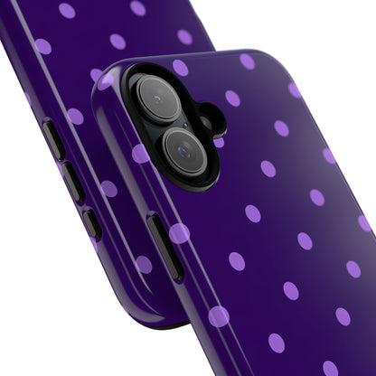 Purple Polka Dot Tough Phone Case – Cute Stylish Durable Protective Cover for Iphone, Samsung Galaxy and Pixel