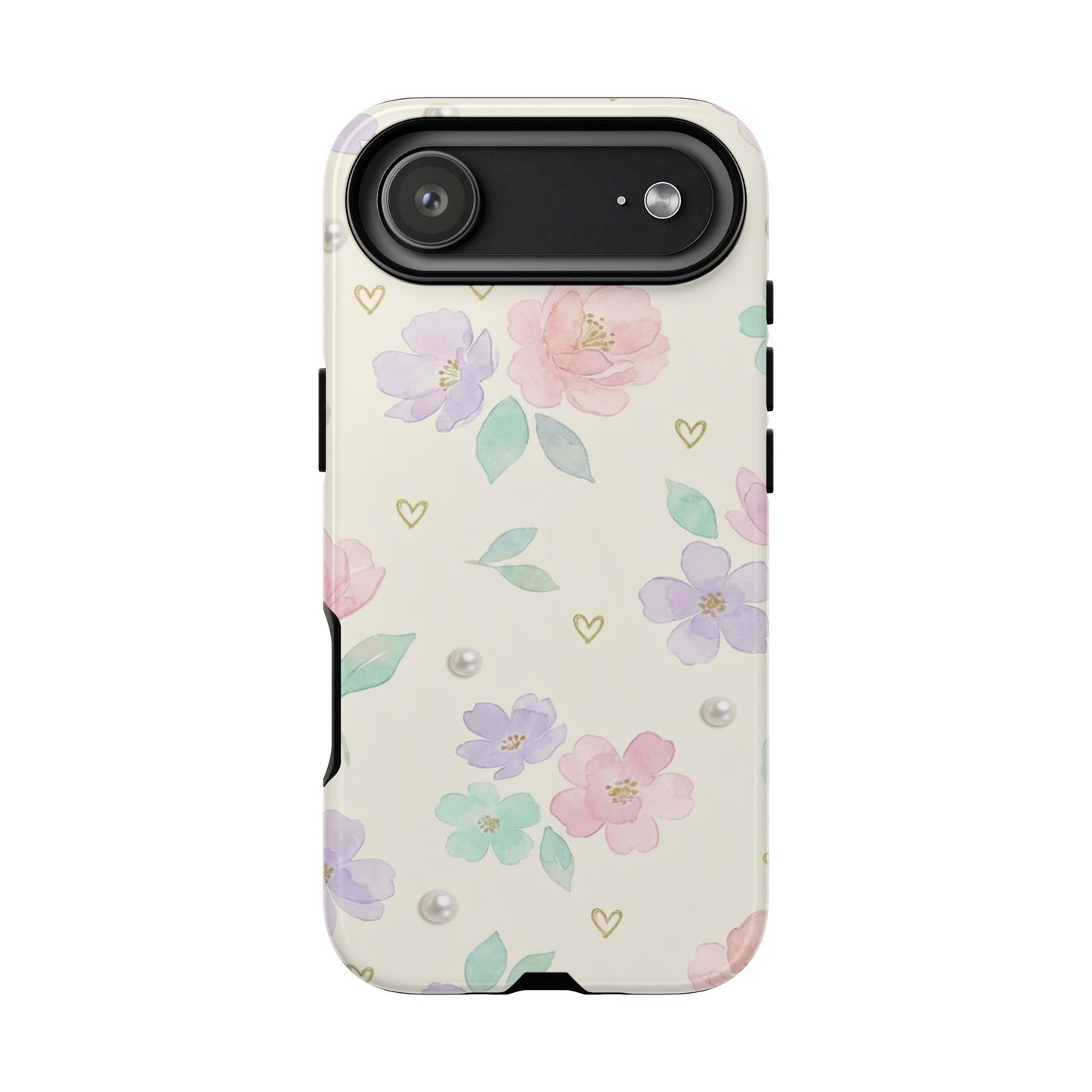 Pastel Floral Phone Case – Coquette Watercolor Flower Hearts Tough Case (iPhone, Samsung, Pixel)