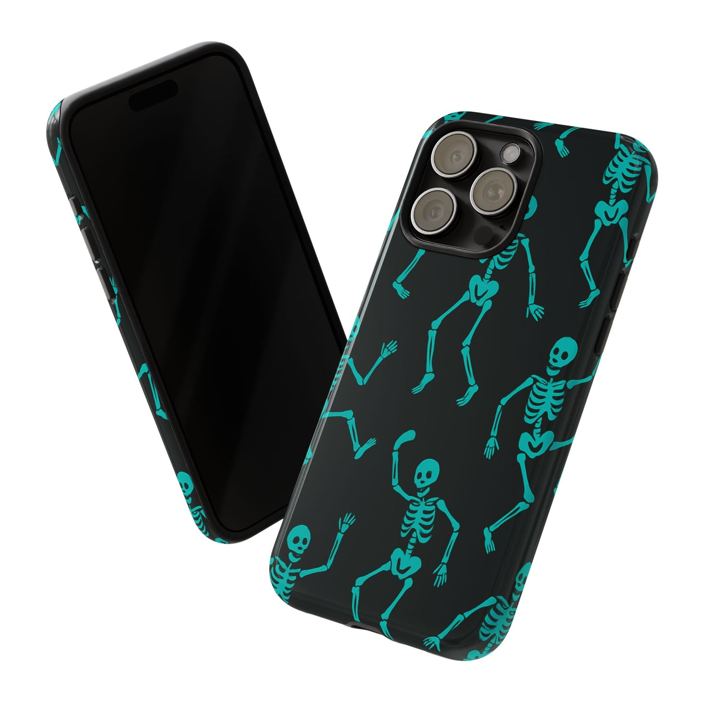 Dancing Teal Skeletons Phone Case | Tough Protective Case for Iphone, Samsung Galaxy and Pixel