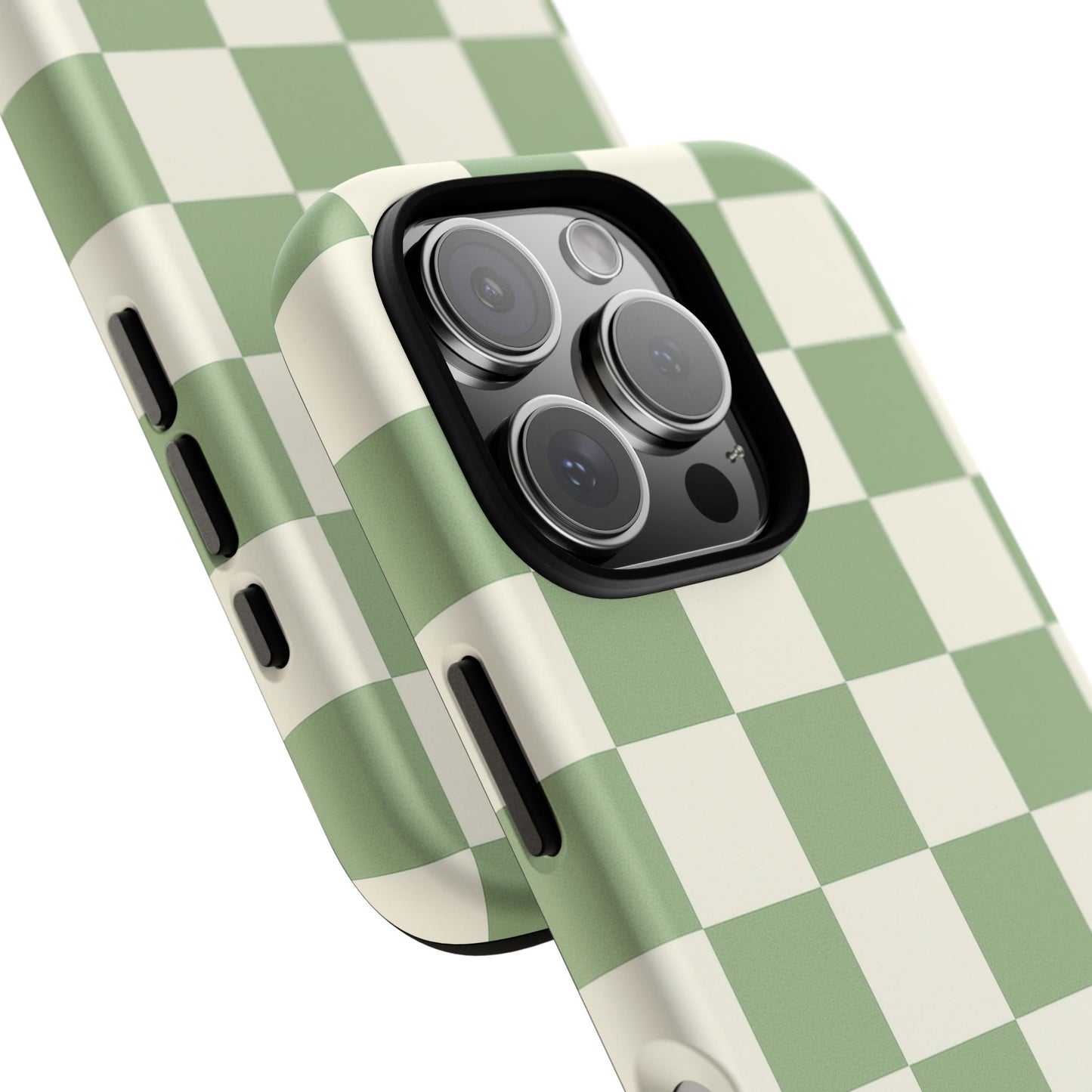 Sage Green Checkerboard Phone Case | Minimal Aesthetic Tough Case