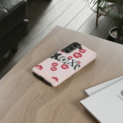 XOXO Kiss Print Phone Case | Coquette Valentine Aesthetic | Cute Pink Lipstick Kiss Tough Case for iPhone & Samsung