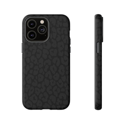 Black Leopard Phone Case | Black on Black Leopard Print Tough iPhone & Samsung Case | Matte or Glossy Protective Cover