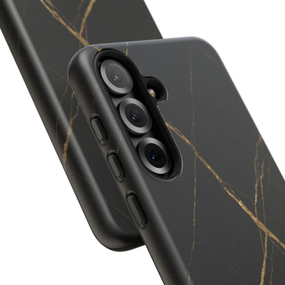 Black Marble Phone Case with Gold Veins – Luxury Minimal Aesthetic Tough Case