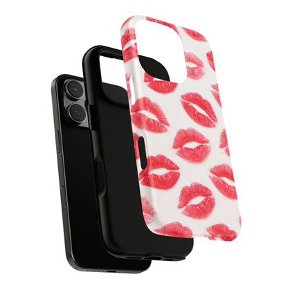 Red Lipstick Kiss Phone Case – Sexy Lip Print Pattern Tough Protective Cover