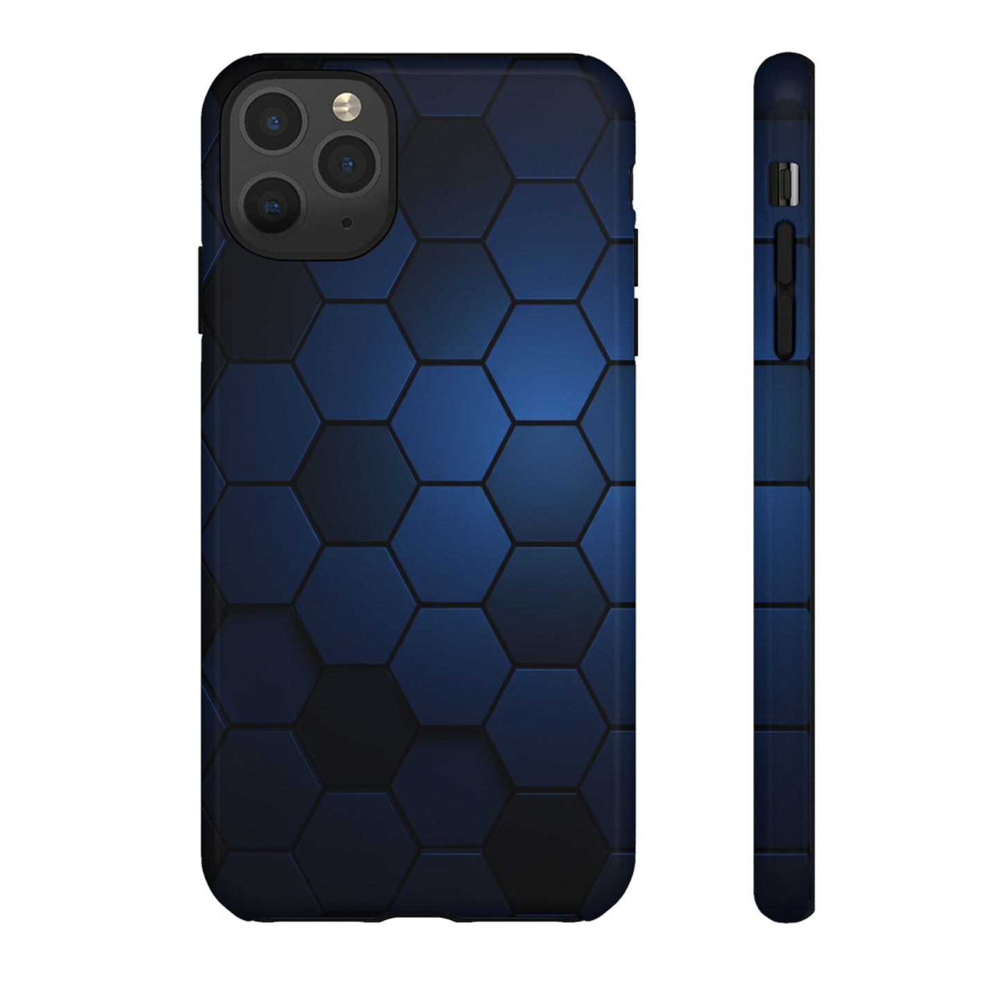 Blue Hexagon Gradient Phone Case | Modern Honeycomb Tough Protective Case