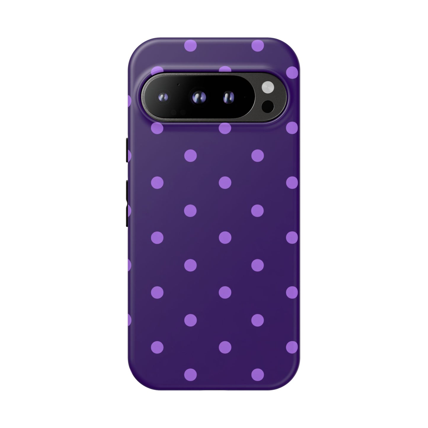 Purple Polka Dot Tough Phone Case – Cute Stylish Durable Protective Cover for Iphone, Samsung Galaxy and Pixel