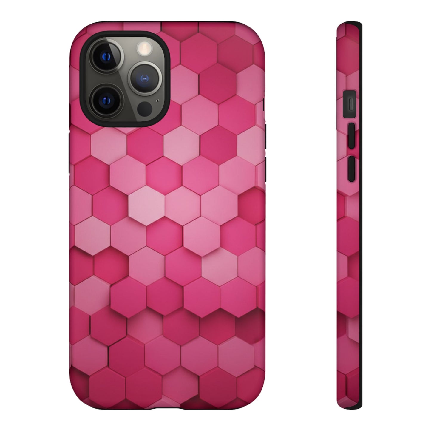 Hot Pink Hexagon Phone Case | Honeycomb Geometric Aesthetic | Cute Pink iPhone & Samsung Tough Protective Case