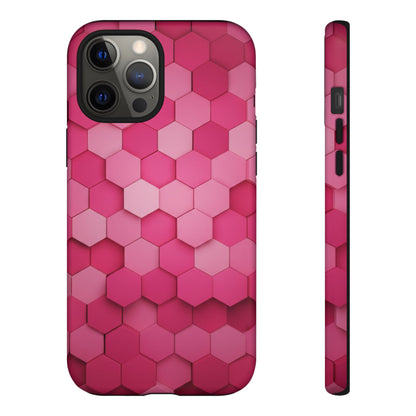 Hot Pink Hexagon Phone Case | Honeycomb Geometric Aesthetic | Cute Pink iPhone & Samsung Tough Protective Case