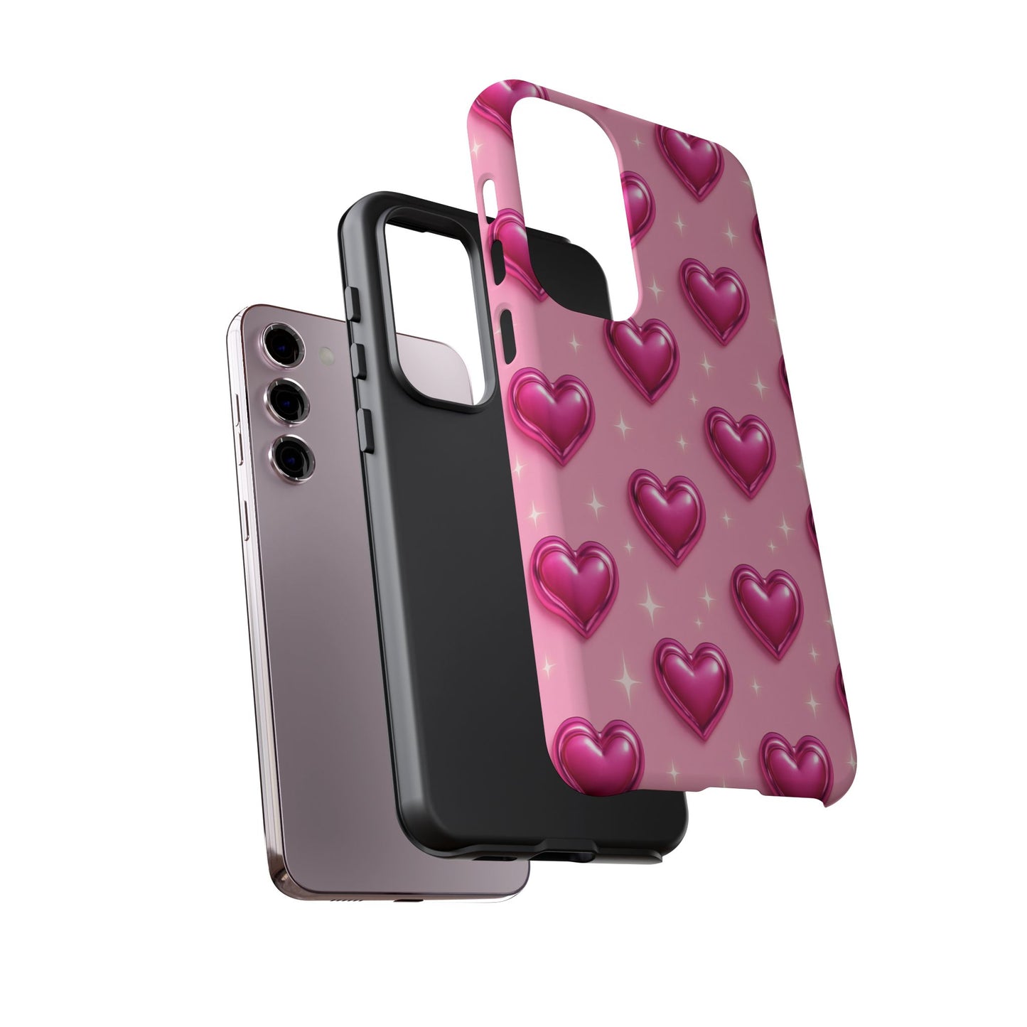 Pink Heart Pattern Phone Case | Tough Protective Case for Iphone, Samsung Galaxy and Pixel
