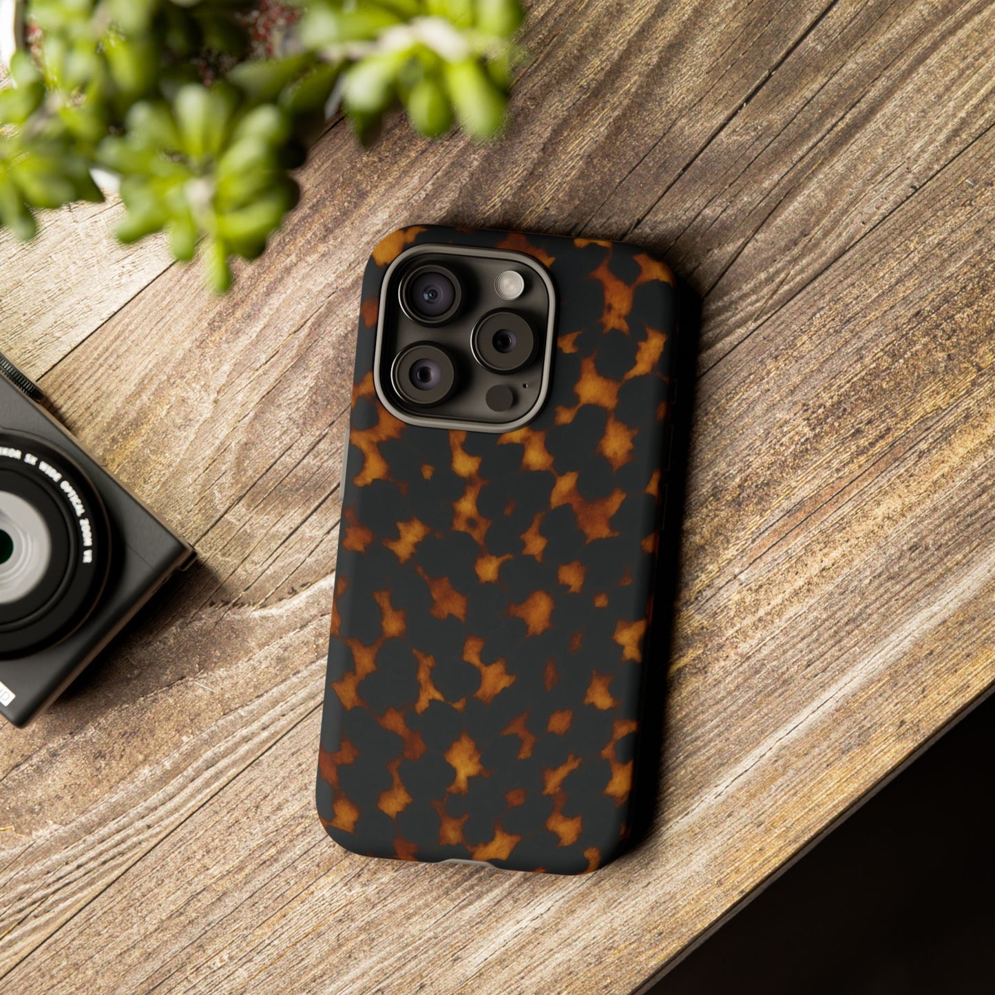 Tortoiseshell Pattern Tough Phone Case | Classic Leopard-Style Protective Cover