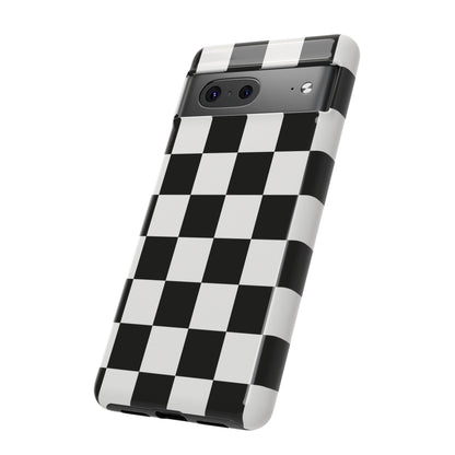 Black & White Checkerboard Phone Case – Classic Aesthetic Tough Protective Case