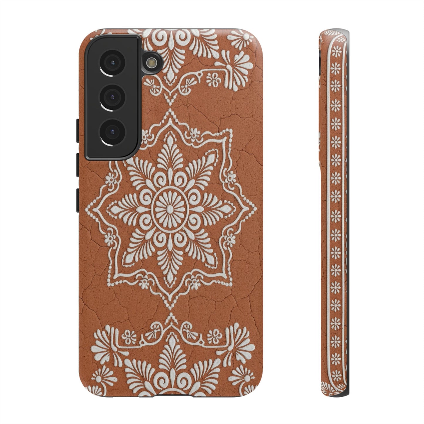 Talavera Terracotta Phone Case | Mexican Floral Pattern iPhone & Samsung Tough Case | Boho Clay Aesthetic Cover