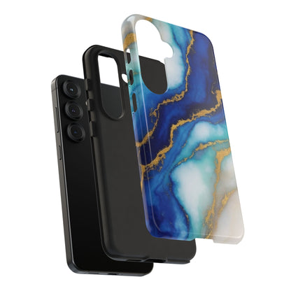 Blue & Gold Marble Phone Case – Luxury Resin Art Tough Case (iPhone, Samsung, Pixel)