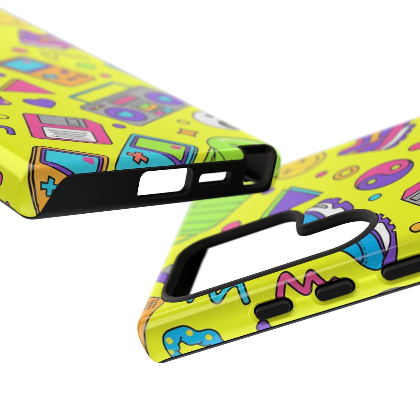 90s Retro Neon Phone Case – Y2K Nostalgia Colorful Icons Tough Protective Case