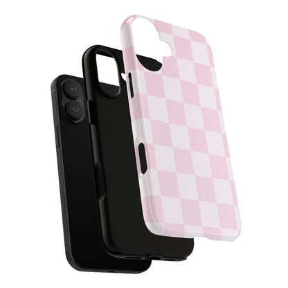 Pink Checkerboard Phone Case | Aesthetic Tough Protective Case
