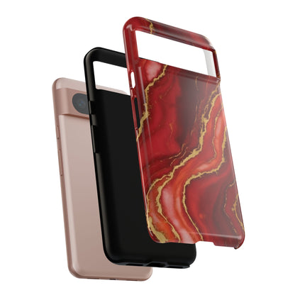 Red Agate Marble Phone Case – Gold Vein Luxury Stone Tough Case (iPhone, Samsung, Pixel)